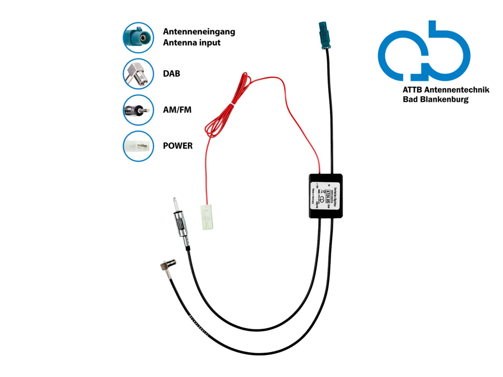 Dab Répartiteur Antenne Fm Amplificateur Antenne Voiture Prise Smb Vers Fiche Din Vers Prise Din