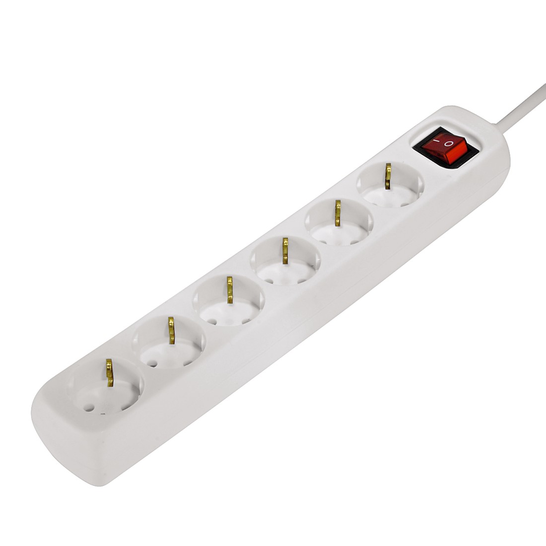 Hama Distribution Panel 6-Way 45° with Switch - Coupe-circuit - CA 230 V - connecteurs de sortie : 6 - 1.4 m cordon - blanc (pack de 15)